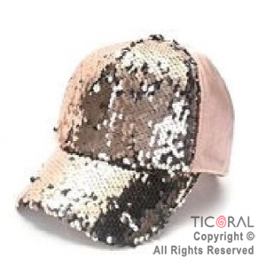 SOMBRERO GORRO TRUCKER LENTEJUELAS PREMIUM ROSA GOLD CAP x 1